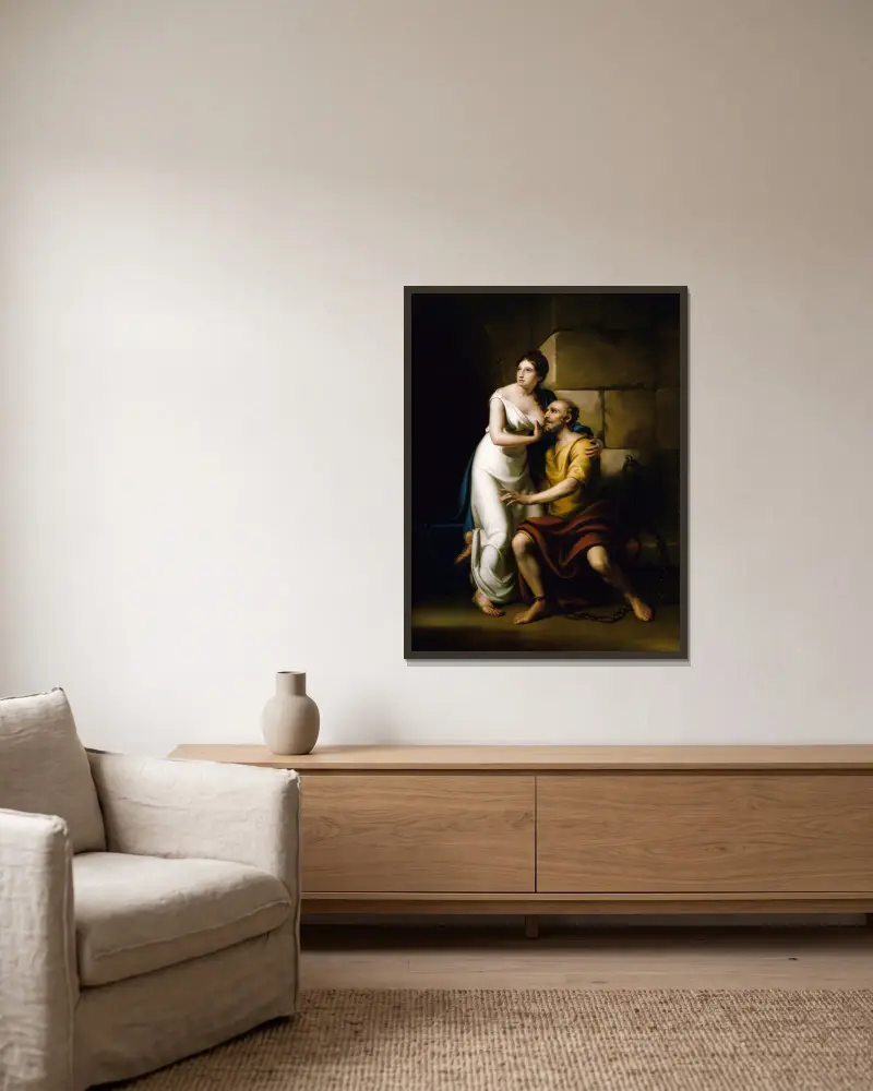 The Roman Daughter av Rembrandt Peale inramad på en vägg