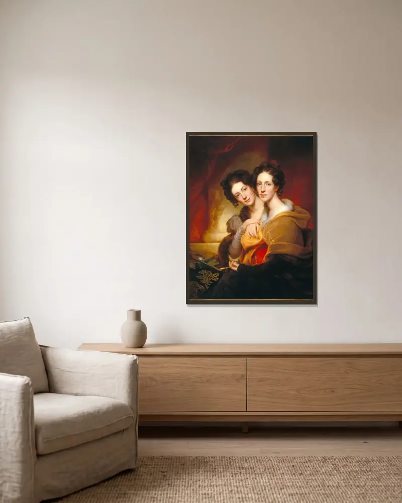 Die Schwestern (Eleanor und Rosalba Peale) von Rembrandt Peale gerahmt an einer Wand