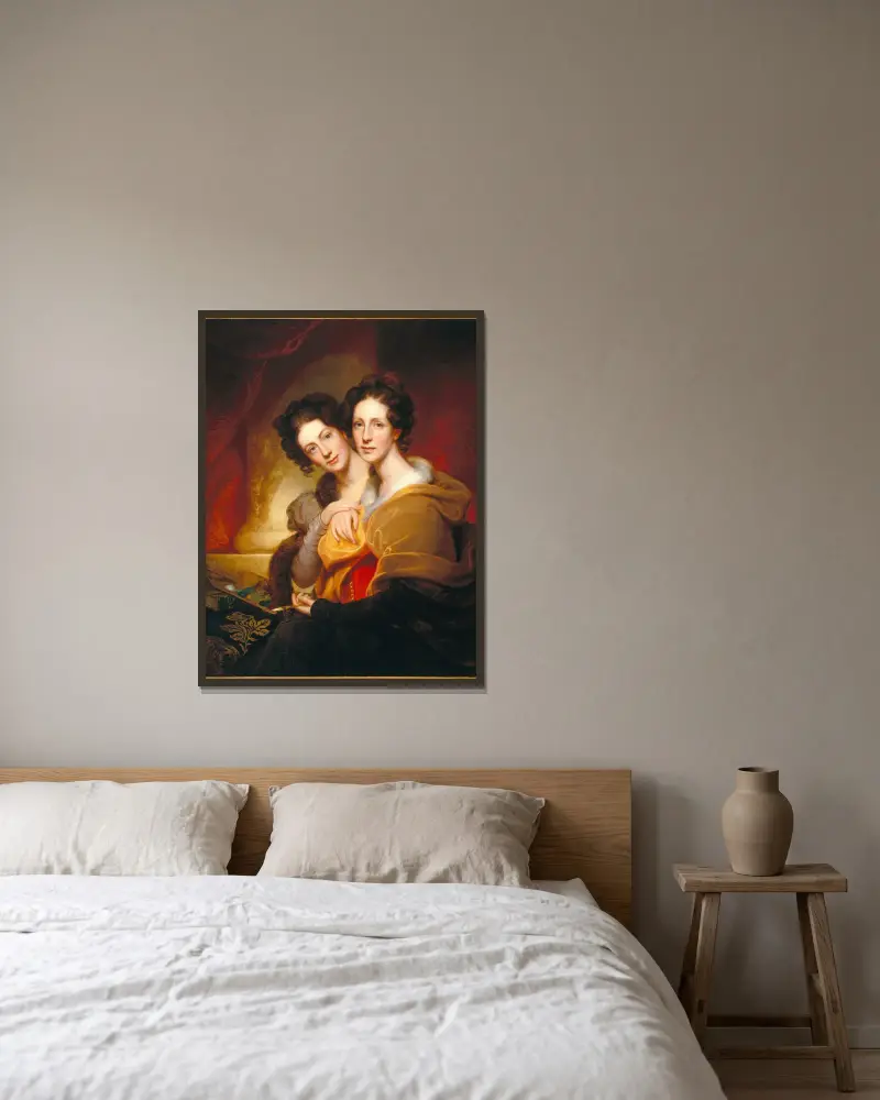 Die Schwestern (Eleanor und Rosalba Peale) von Rembrandt Peale gerahmt an einer Wand