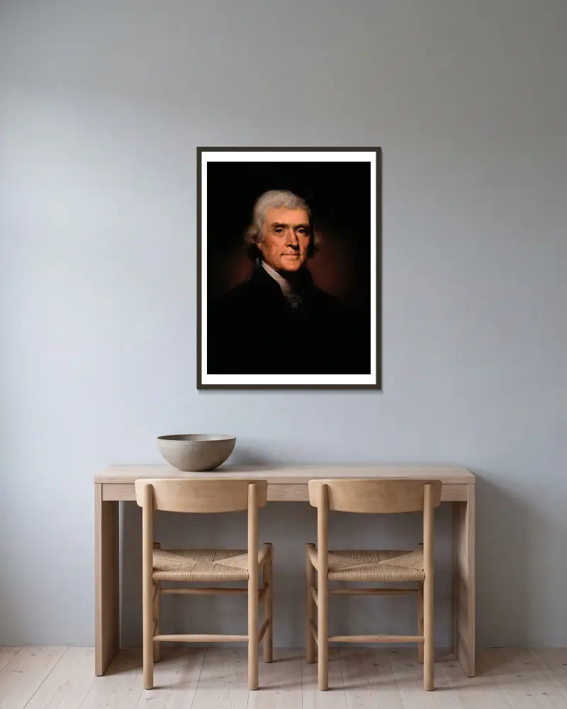 Thomas Jefferson von Rembrandt Peale gerahmt an einer Wand