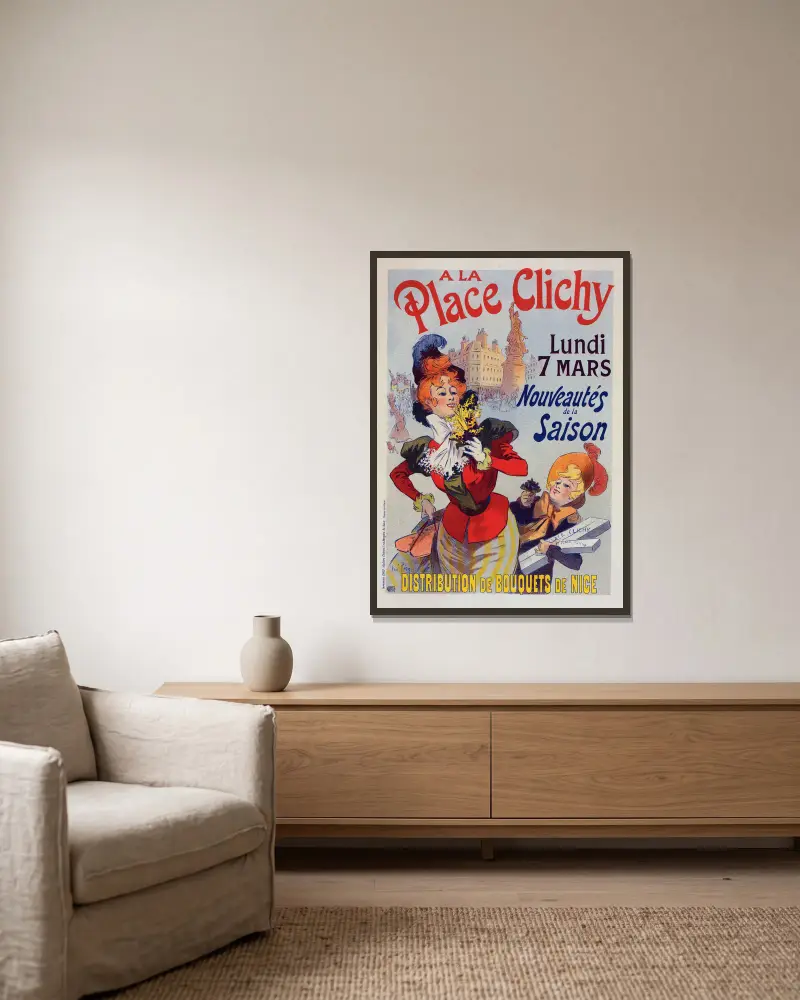 A la Place Clichy av René Péan inramad på en vägg