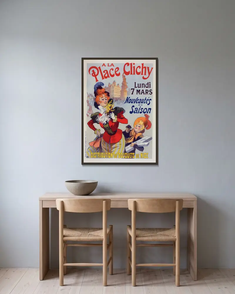 A la Place Clichy av René Péan inramad på en vägg