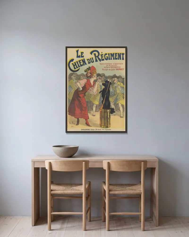 Le Chien du Régiment von René Péan gerahmt an einer Wand