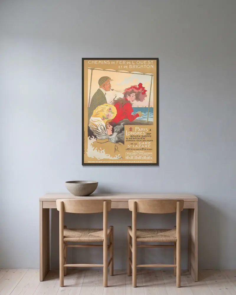 Paris à Londres von René Péan gerahmt an einer Wand