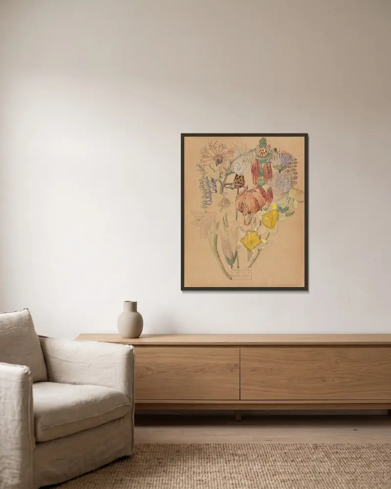 Mont Louis – Flower Study av Charles Rennie Mackintosh inramad på en vägg