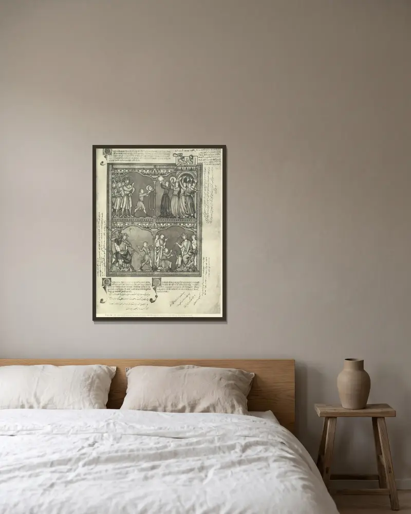 A Book of Old Testament illustrations of the middle of the thirteenth century Pl.57 av Montague Rhodes James inramad på en vägg