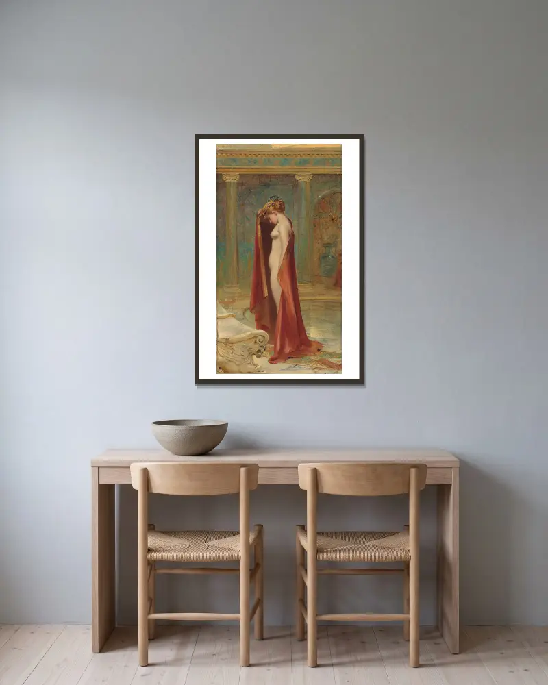 A Beauty av Luis Ricardo Falero inramad på en vägg