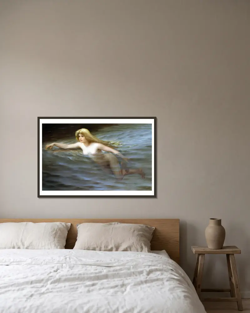 A sea nymph av Luis Ricardo Falero inramad på en vägg