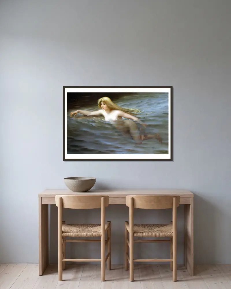 A sea nymph av Luis Ricardo Falero inramad på en vägg