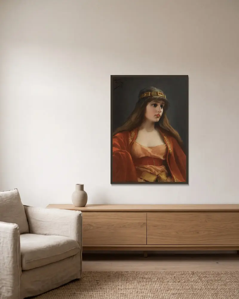 Bedouin girl av Luis Ricardo Falero inramad på en vägg