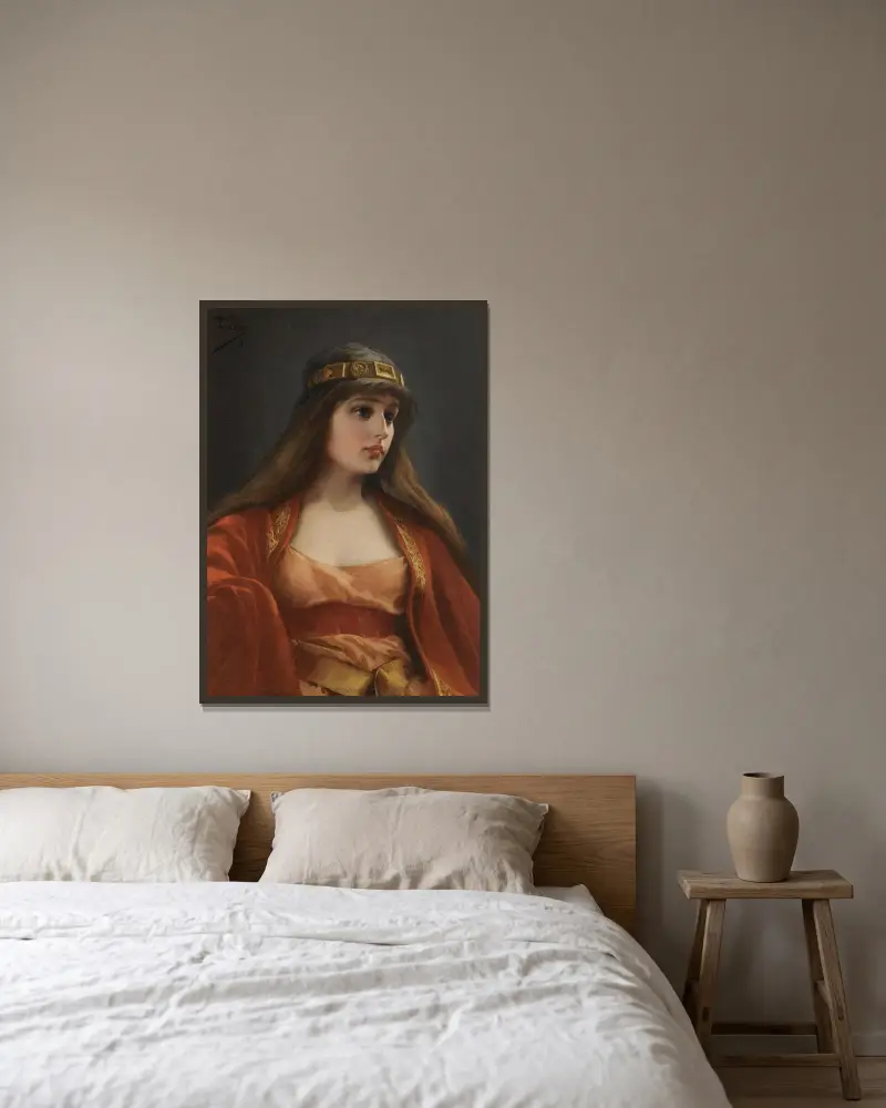 Bedouin girl av Luis Ricardo Falero inramad på en vägg