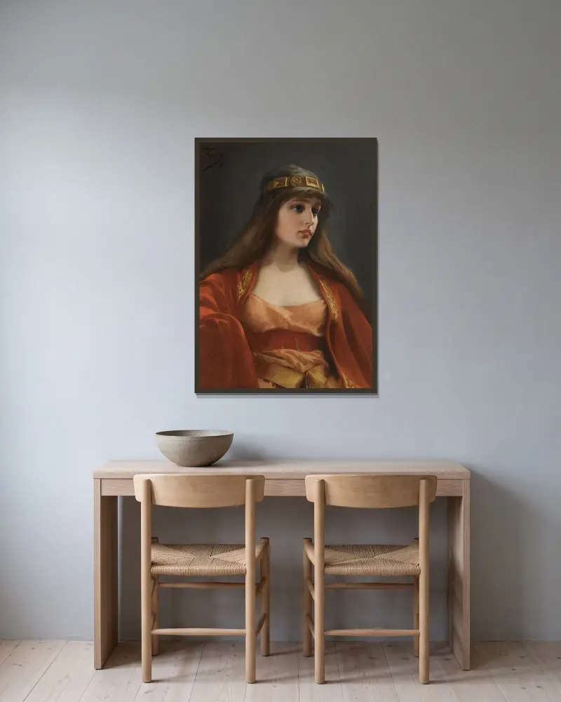 Bedouin girl av Luis Ricardo Falero inramad på en vägg