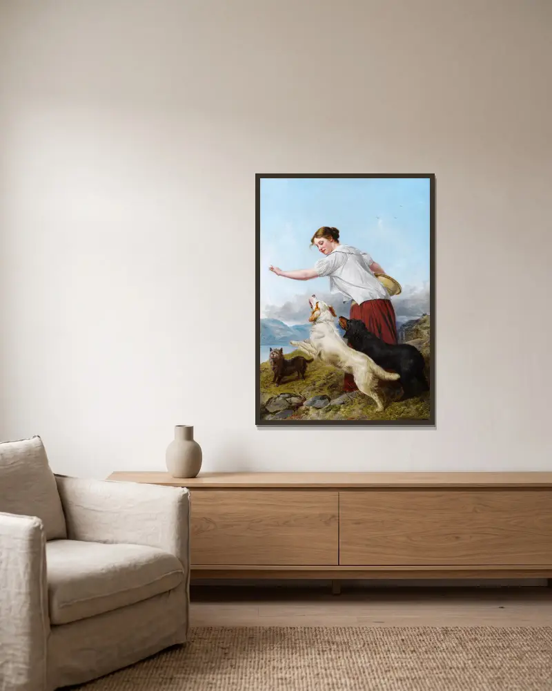 Ein Spaziergang im Hochland von Richard Ansdell gerahmt an einer Wand