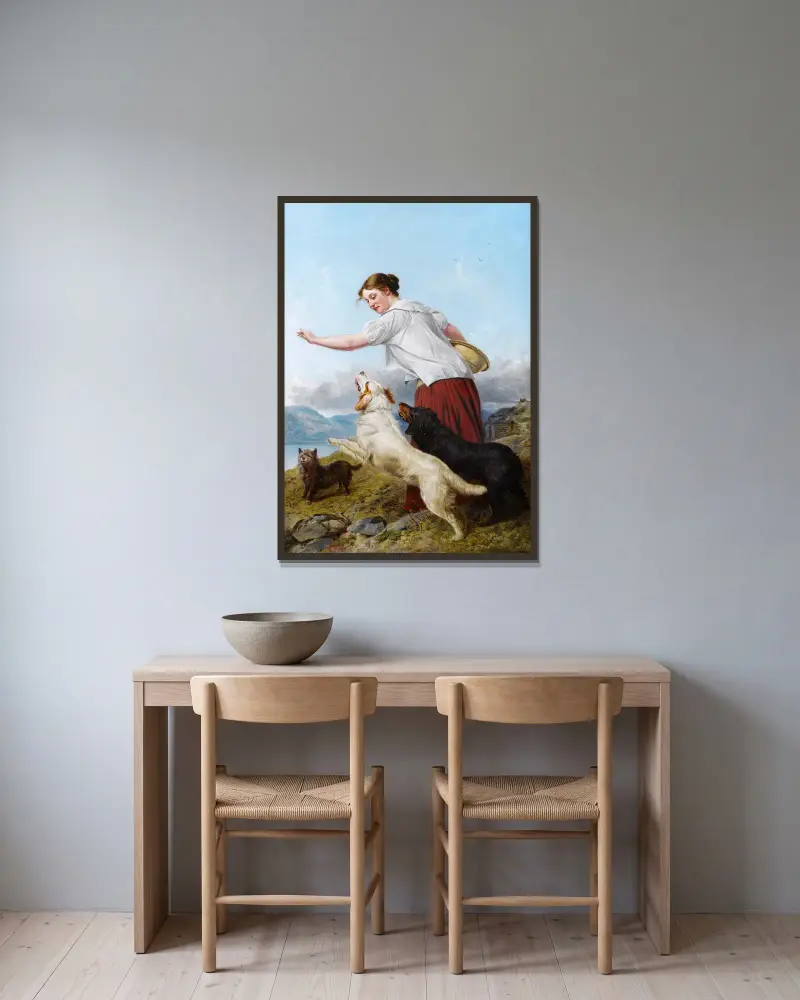 Ein Spaziergang im Hochland von Richard Ansdell gerahmt an einer Wand