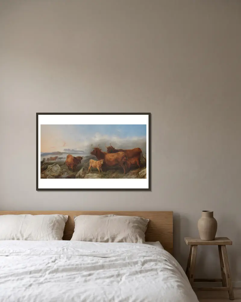 Das Zusammentreiben der Herde von Richard Ansdell gerahmt an einer Wand