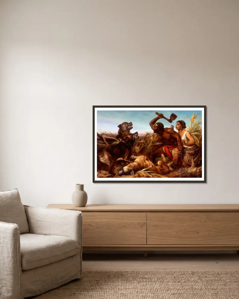 Die gejagten Sklaven von Richard Ansdell gerahmt an einer Wand