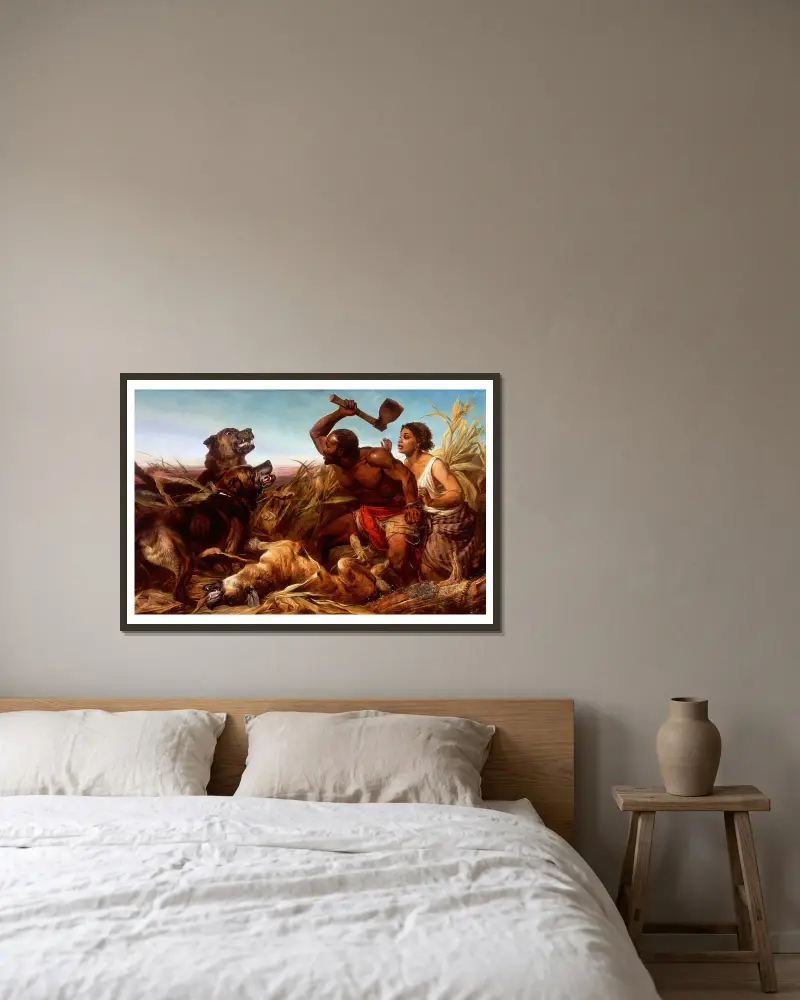 Die gejagten Sklaven von Richard Ansdell gerahmt an einer Wand