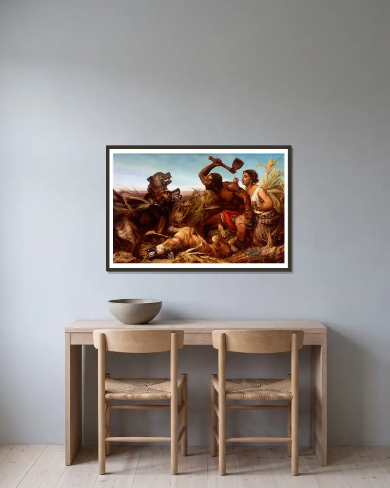 Die gejagten Sklaven von Richard Ansdell gerahmt an einer Wand