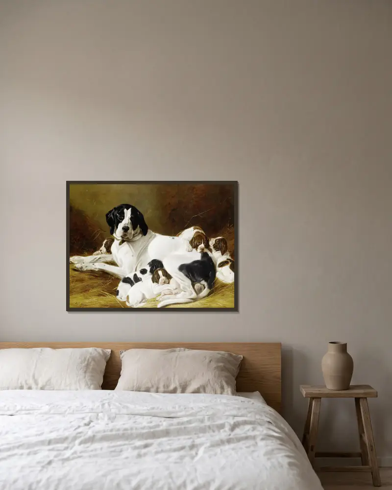 Der neue Wurf von Richard Ansdell gerahmt an einer Wand