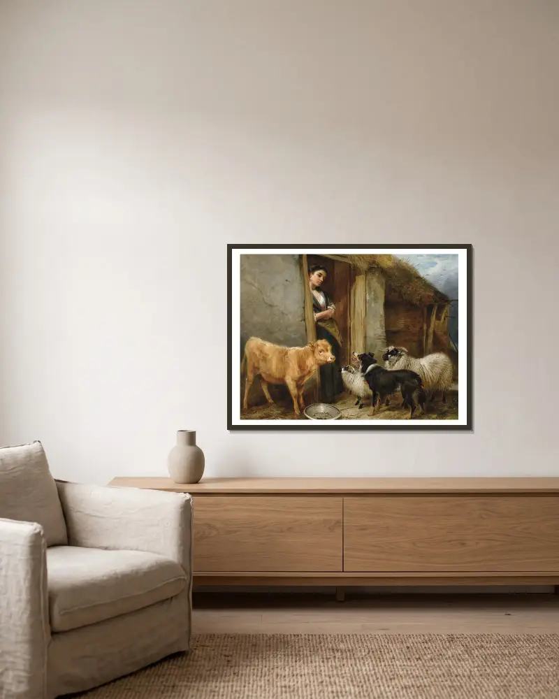 Die Heimat des Hirten von Richard Ansdell gerahmt an einer Wand