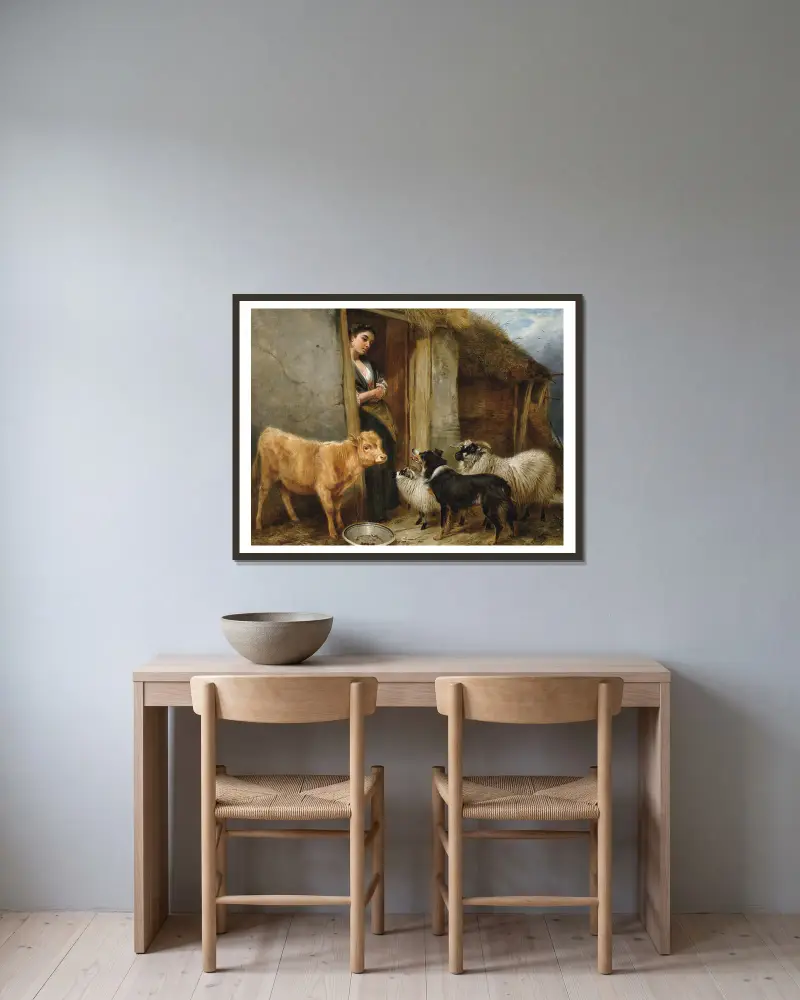 Die Heimat des Hirten von Richard Ansdell gerahmt an einer Wand
