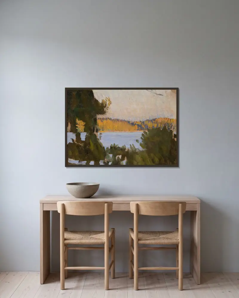 Stranden vid Ösbyholm av Richard Bergh inramad på en vägg