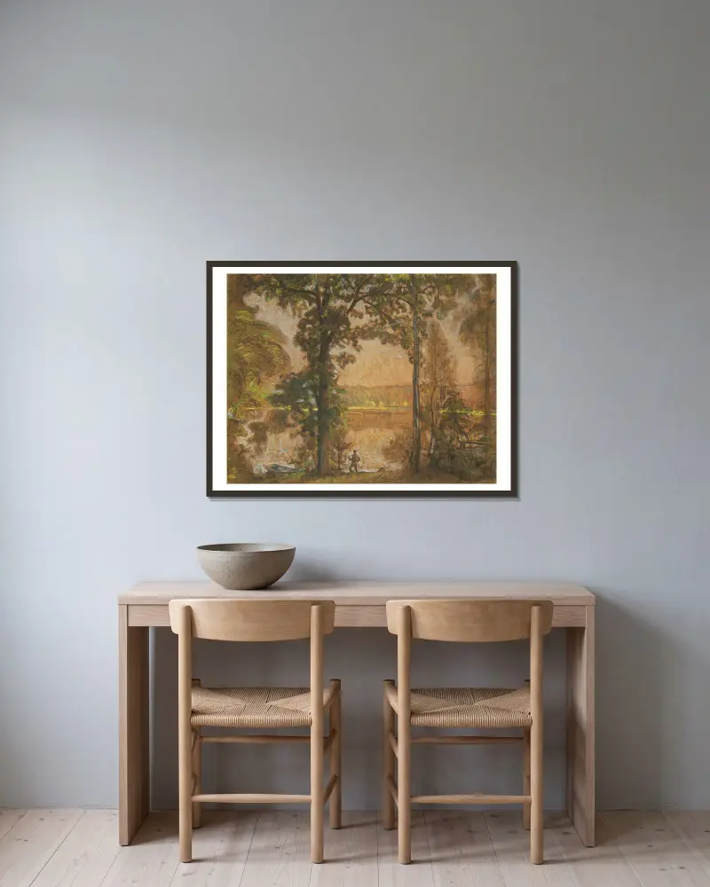 Landschaft aus Tyresö von Richard Bergh gerahmt an einer Wand