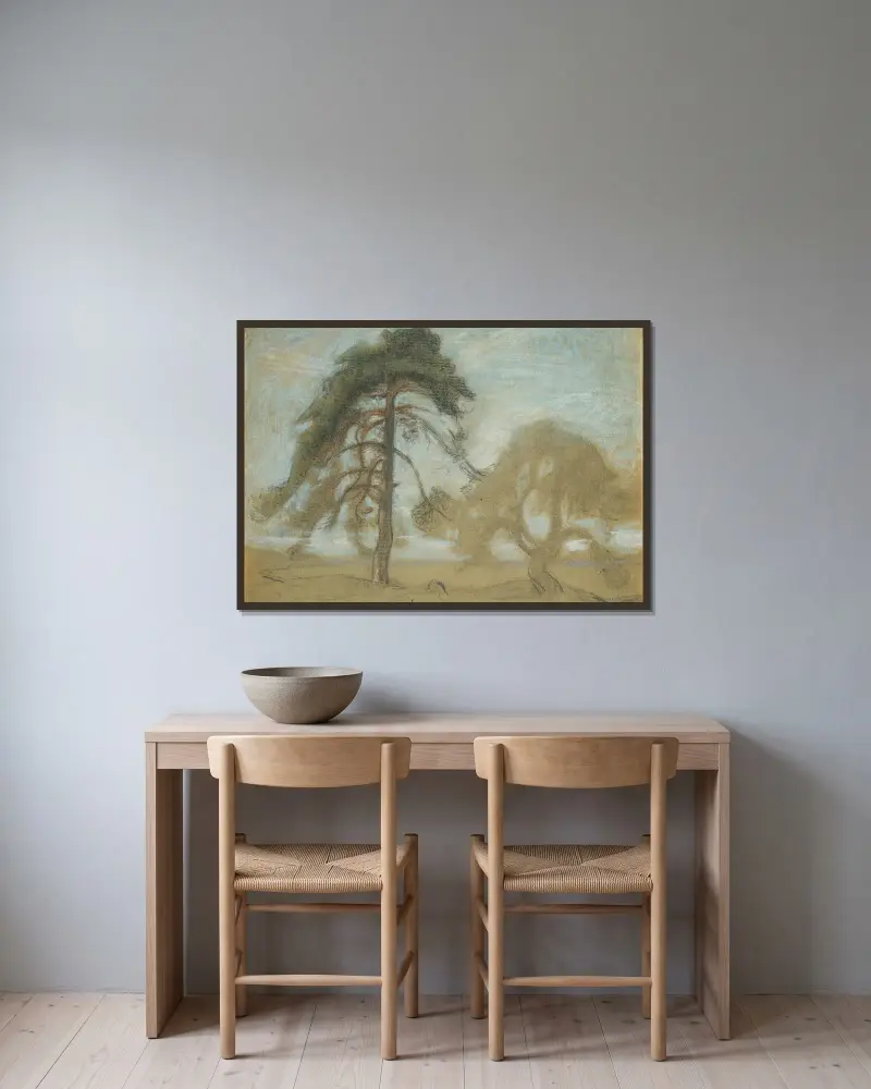 Borové stromy v Tyresö, Richard Bergh v rámu na stěně