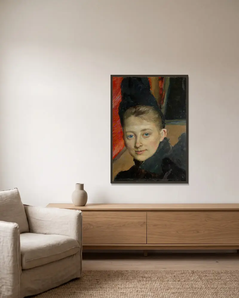 Bildnis der ersten Ehefrau des Künstlers, geborene Klemming von Richard Bergh gerahmt an einer Wand