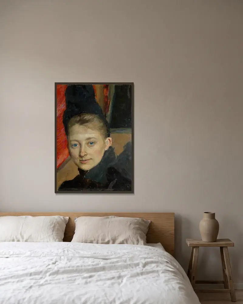 Bildnis der ersten Ehefrau des Künstlers, geborene Klemming von Richard Bergh gerahmt an einer Wand