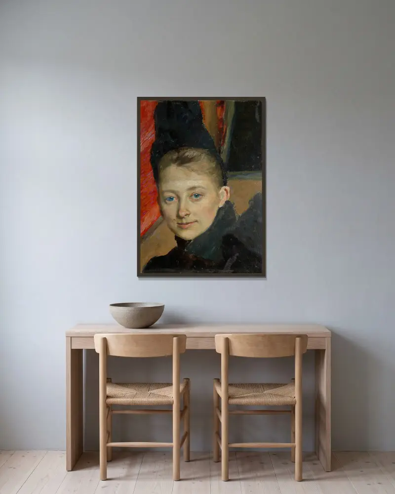 Bildnis der ersten Ehefrau des Künstlers, geborene Klemming von Richard Bergh gerahmt an einer Wand