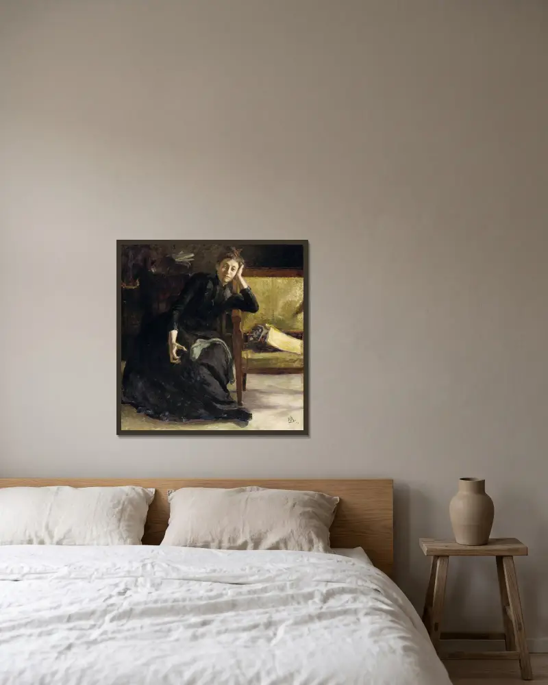 Die Künstlerin Eva Bonnier von Richard Bergh gerahmt an einer Wand