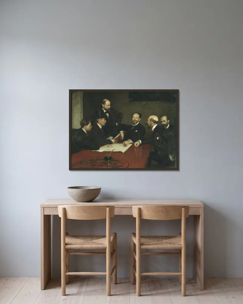 Der Vorstand des Künstlerverbands von Richard Bergh gerahmt an einer Wand