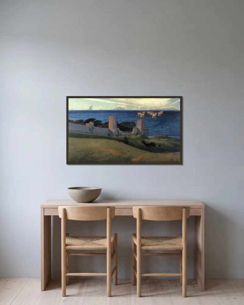 Vision. Szene aus Visby von Richard Bergh gerahmt an einer Wand
