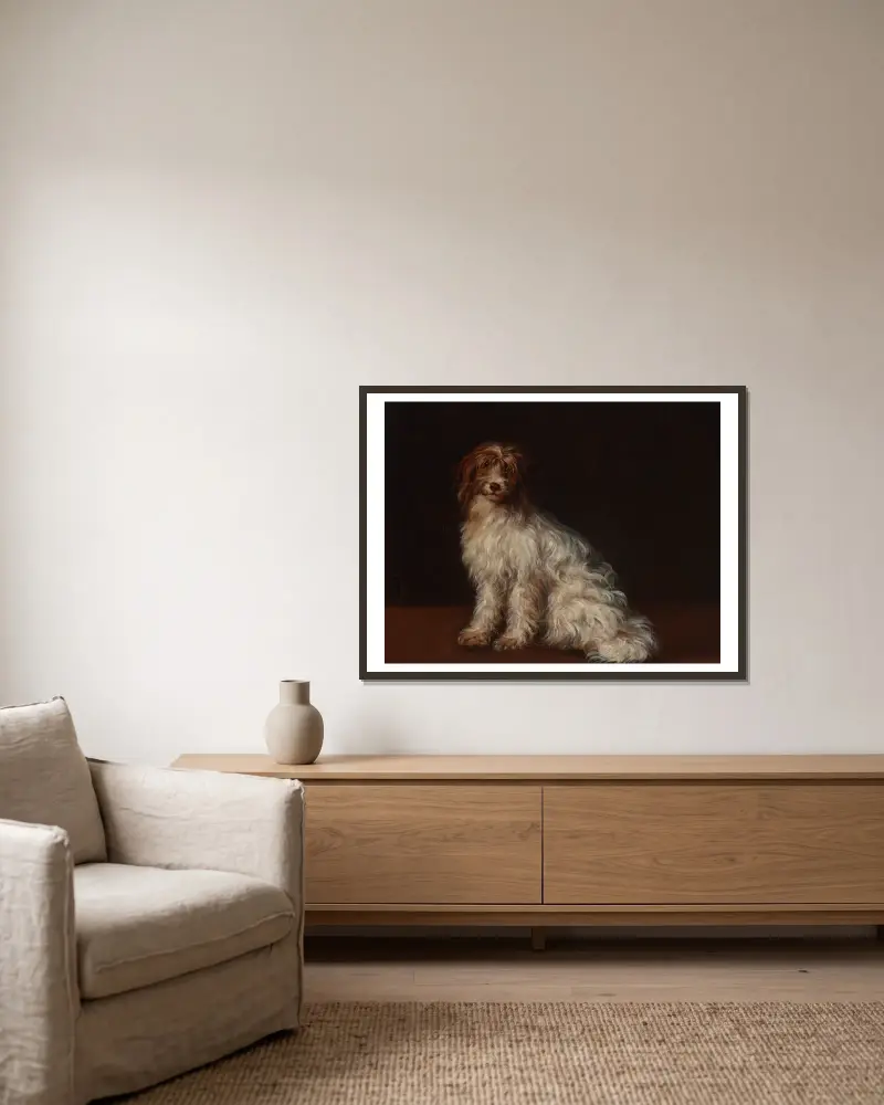 Ein langhaariger Terrier von Richard Cosway gerahmt an einer Wand