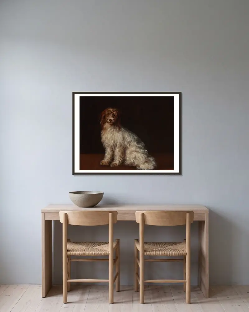 Ein langhaariger Terrier von Richard Cosway gerahmt an einer Wand