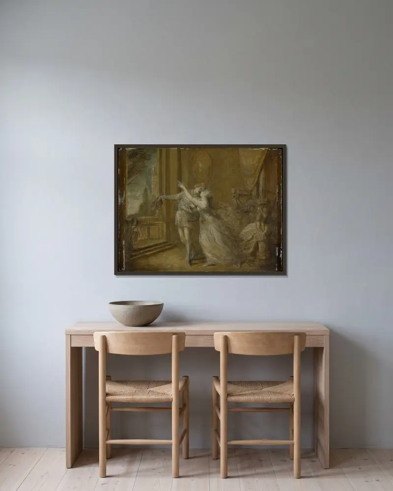 Hero und Leander von Richard Cosway gerahmt an einer Wand