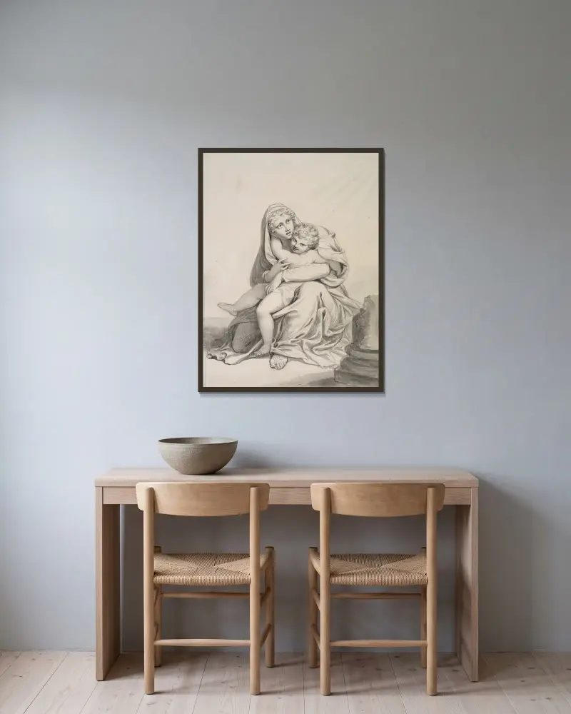 Madonna with Child av Richard Cosway inramad på en vägg