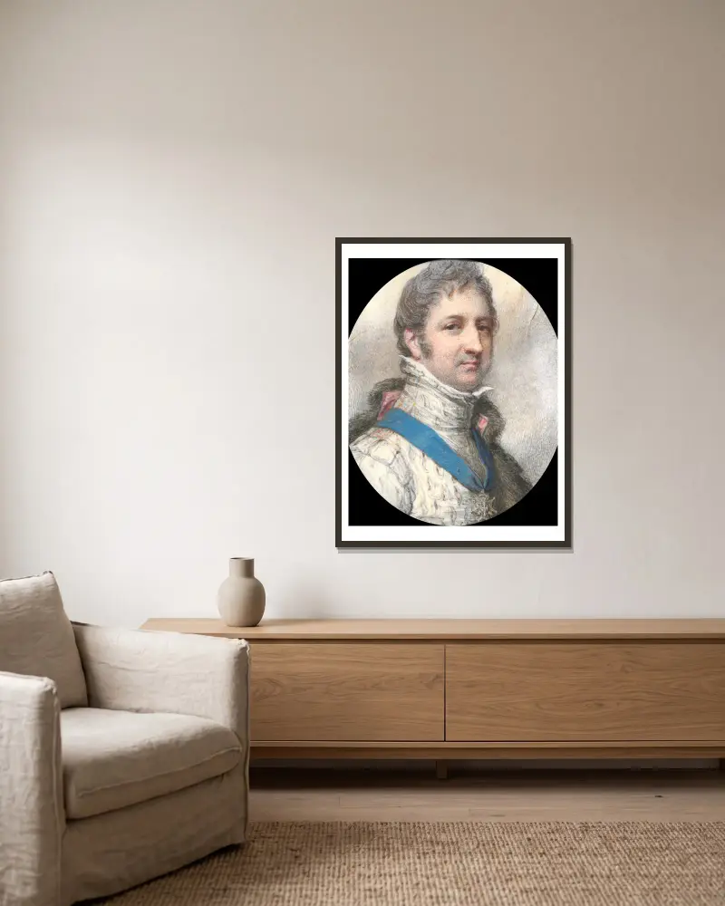 Portrait of Louis-Philippe, Duke of Orléans, later King of the French av Richard Cosway inramad på en vägg