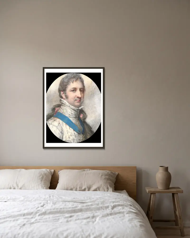 Portrait of Louis-Philippe, Duke of Orléans, later King of the French av Richard Cosway inramad på en vägg