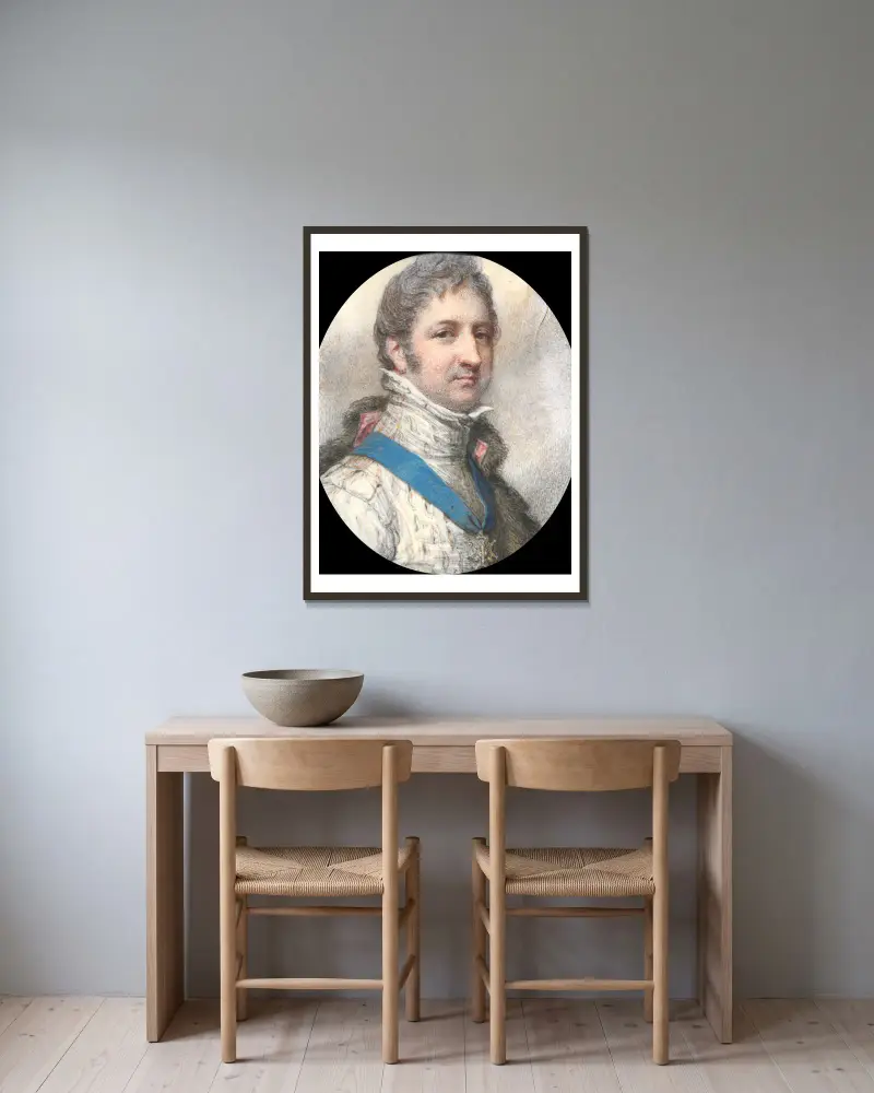 Portrait of Louis-Philippe, Duke of Orléans, later King of the French av Richard Cosway inramad på en vägg