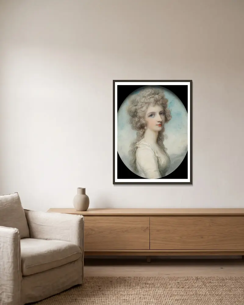 Porträt von Mary Frances (Fanny) Swinburne von Richard Cosway gerahmt an einer Wand