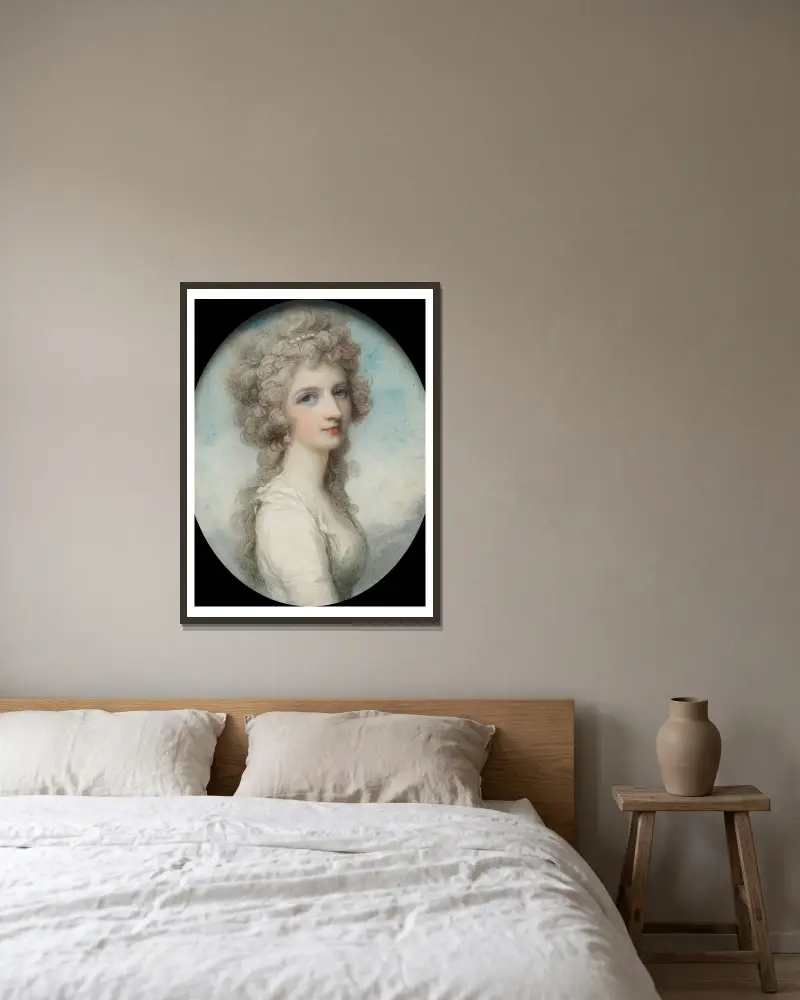 Porträt von Mary Frances (Fanny) Swinburne von Richard Cosway gerahmt an einer Wand