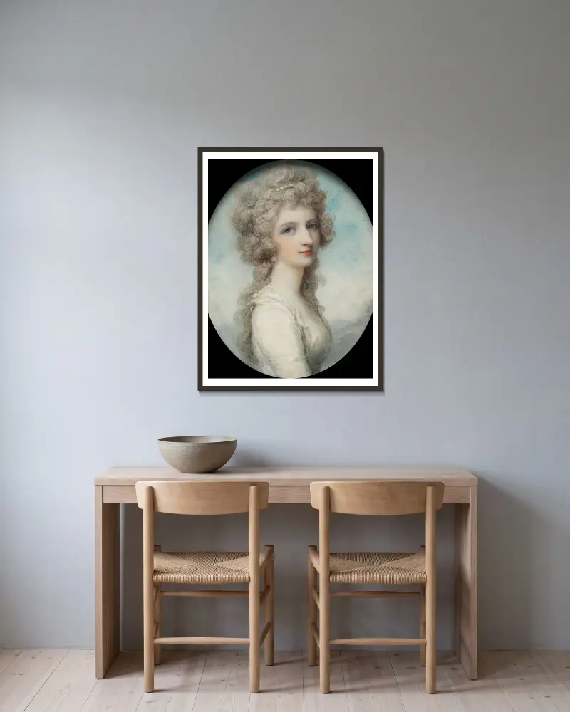 Porträt von Mary Frances (Fanny) Swinburne von Richard Cosway gerahmt an einer Wand