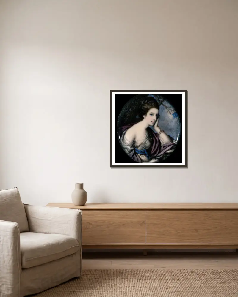 Portrait of Mrs. Floyd av Richard Cosway inramad på en vägg
