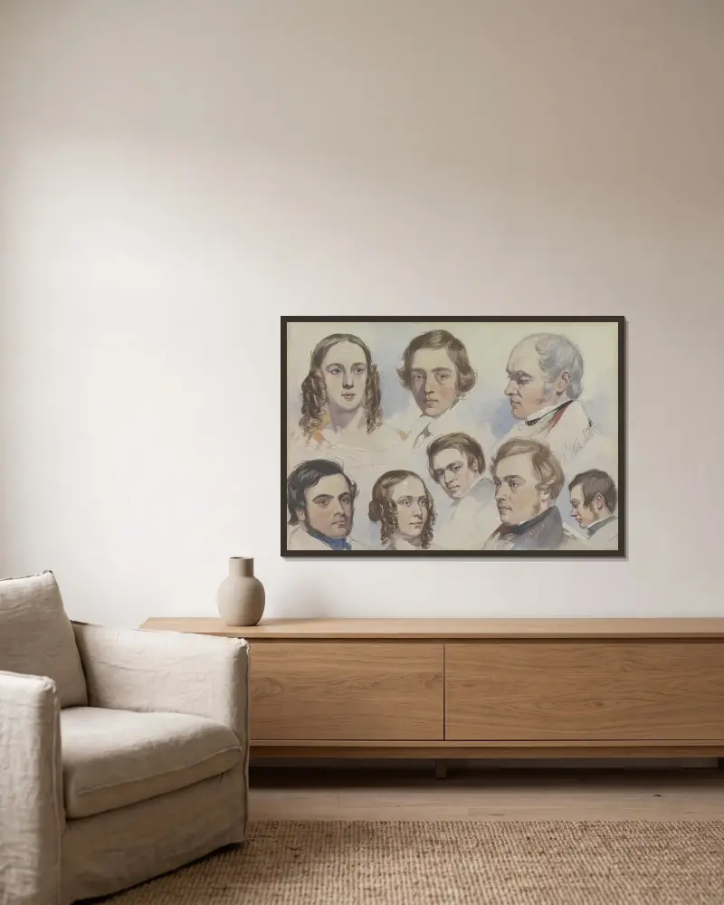 Family Portraits av Richard Dadd inramad på en vägg