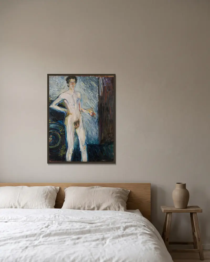 Nude Self-Portrait with Palette av Richard Gerstl inramad på en vägg