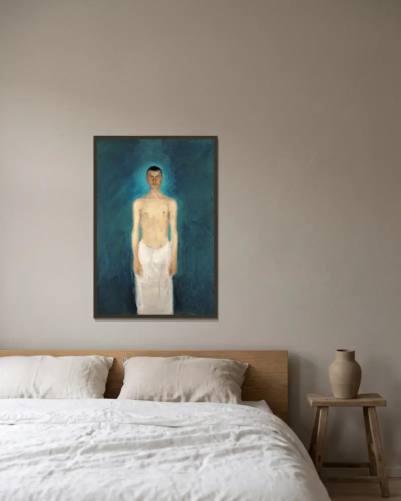 Halbakt-Selbstporträt von Richard Gerstl gerahmt an einer Wand