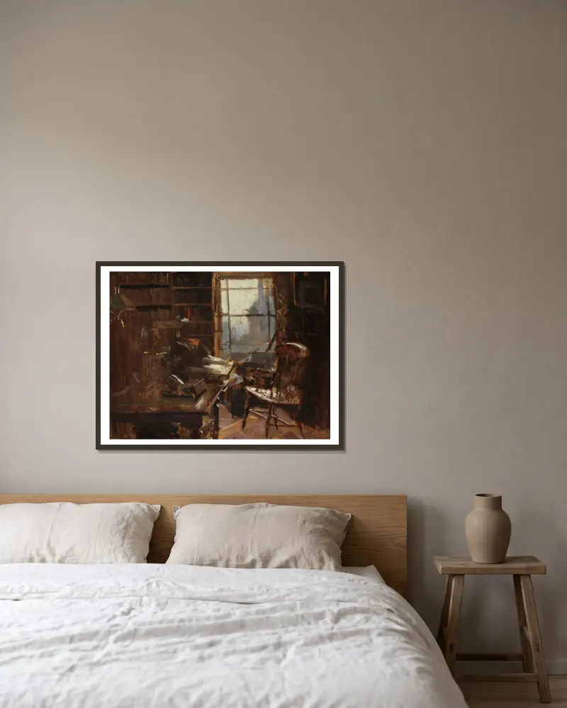 Charles Bradlaughs Arbeitszimmer von Walter Richard Sickert gerahmt an einer Wand