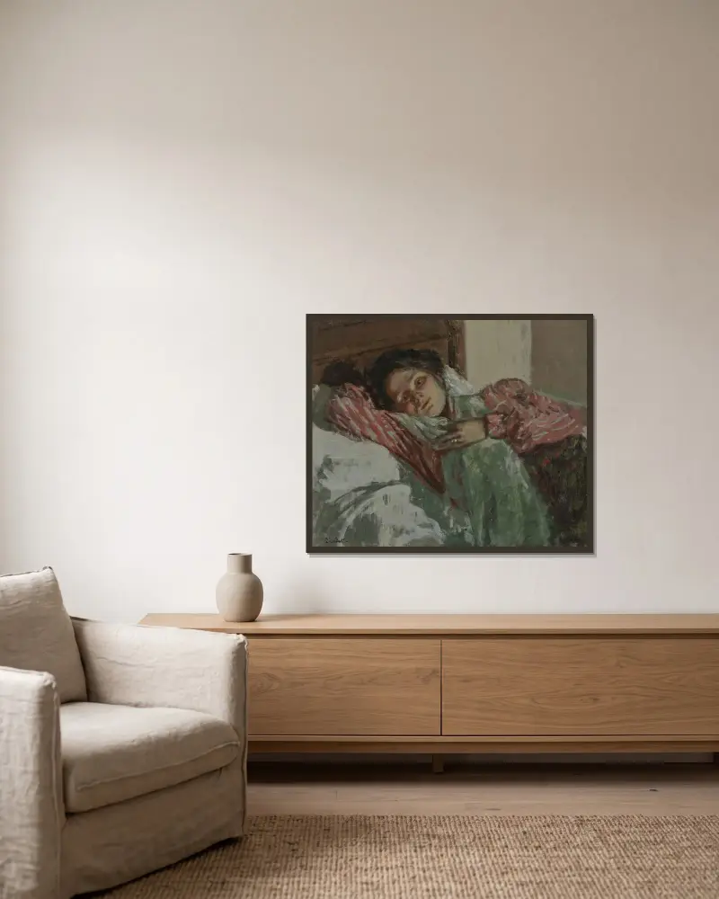 Siestan av Walter Richard Sickert inramad på en vägg